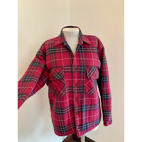 St. John's Bay VTG Barn Chore Coat Jacket Med Plaid 90s Grunge Flannel Lined - Picture 8 of 11